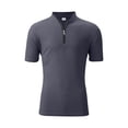 thumbnail image 2 of HomeDM Men's Quarter Zip Short Sleeve Athletic T-Shirts Mock Neck Solid Color Workout Pullover Tops, Dark Gray Size L, 2 of 6