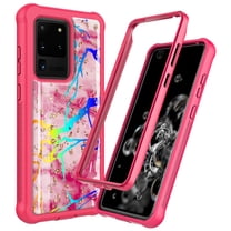 Samsung Galaxy S20 Ultra Case, KAESAR Hybrid Bling Glitter Sparkle Pink Marble Graphic Fashion Cute Colorful Silicone Skin Cover Armor Case for Samsung Galaxy S20 Ultra
