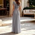 thumbnail image 4 of Wsysadlol Womens Summer Dresses Women Elegant Summer Solid Knit Maxi Dress Pleated Neckline Slim Fit Long Dress For Formal Occasions & Evening Party, 4 of 6