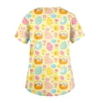 thumbnail image 4 of HAVUITYY Easter Stretch Scrub Tops for Women Cute Bunny Eggs Printed V-Neck Working Uniform Easter Plus sized Nurse Top with Pockets, 4 of 5