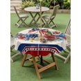 thumbnail image 4 of Outdoor Tablecloth with Umbrella Hole for Patio/Picnic/Party/Camping, 4th of July Waterproof Table Cloth Round Cover Washable, Rustic Floral Blue Red Independence Day (Dia 54"), 4 of 9