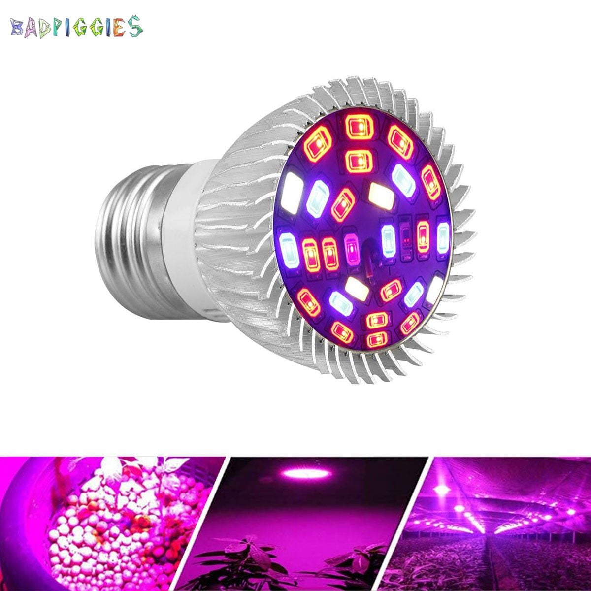 BadPiggies LED Grow Light, Full Spectrum E27 28 LEDs Grow Light Bulbs