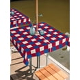 thumbnail image 3 of Square Outdoor Tablecloth With Umbrella Hole And Zipper– Abstract Modern Waterproof Patio Table Cover for Party, Picnic, Backyard, 54"x54" , 4th of July Checkered Red Navy Blue White, 3 of 8