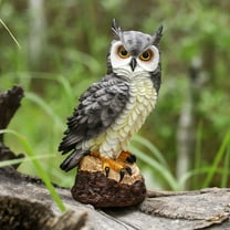 EXHUMKY Garden Owl Sculpture Resin Durable Outdoor Decor 2Pcs 6.7x3.9Inch