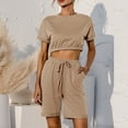 thumbnail image 2 of Conjunto de dos piezas de sudadera con bolsillo y túnica de manga corta informal sexy de verano para mujer Fridja  nalpqowj29472, 2 of 9