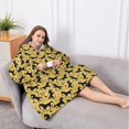 thumbnail image 5 of Oversized Wearable Blanket Hoodie,Gold Cartoon Unicorn Pattern Sherpa Blanket Hoodie with Super Pockets,Super Warm Fuzzy Pullover for Women & Men, 5 of 6