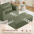 thumbnail image 5 of Muumblus Accent Chair with Movable Ottoman, Oversized Indoor Chaise Lounge Chair, No Assembly, Boneless Corduroy Cloud Sofa for Living Room, Green, 5 of 12