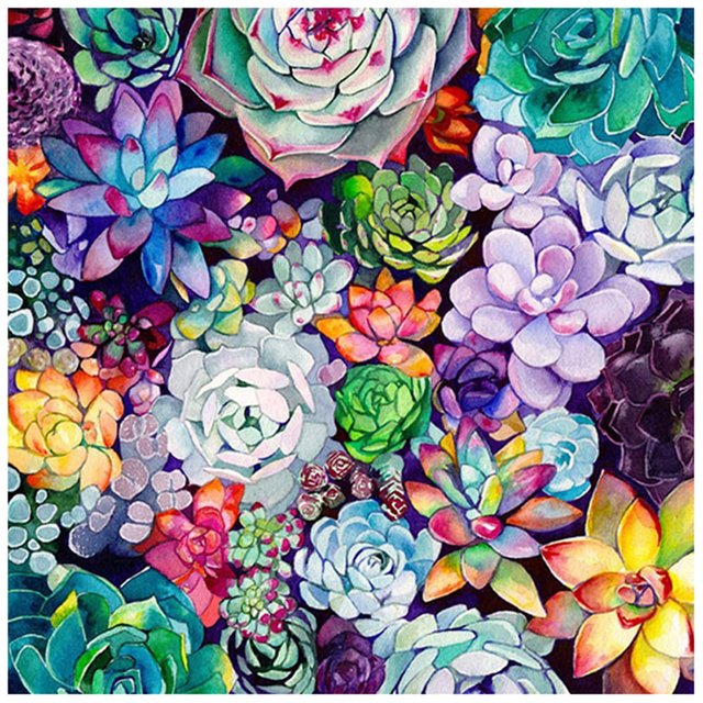Kit de mosaico de plantas suculentas 5D de pintura de diamantes de imitación de resina para regalo de pared Hugtrwg Para estrenar