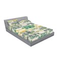 thumbnail image 2 of Ethnic Fitted Sheet & Pillow Sham Set, Watercolor Folk Floral Ornament Tie Dye Look on Creamy Neutral Backdrop, Decorative Printed 3 Piece Bedding Decor, King, Jade Green Plum Mustard, by Ambesonne, 2 of 2