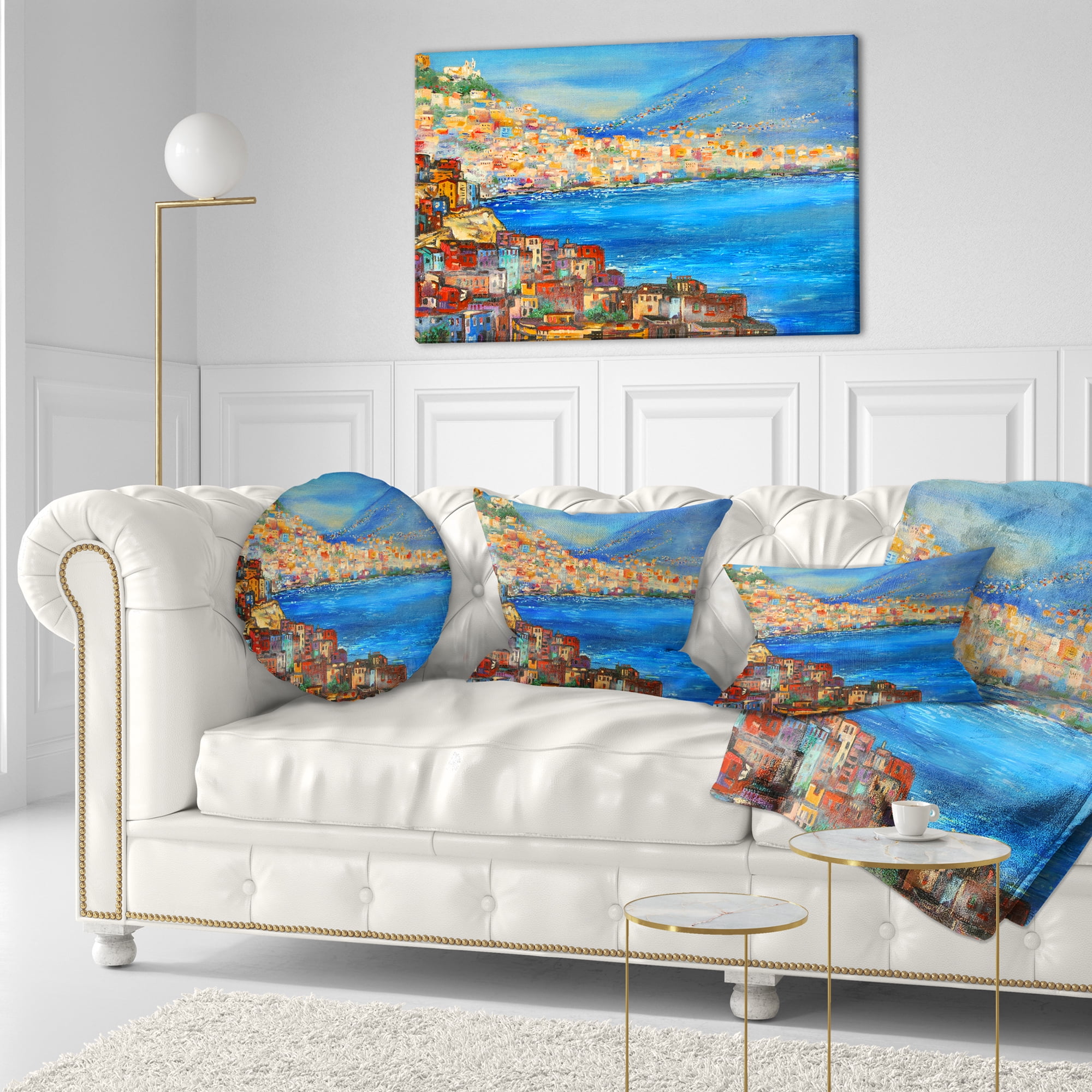 Designart Naples Today - Seascape Throw Pillow - 12x20