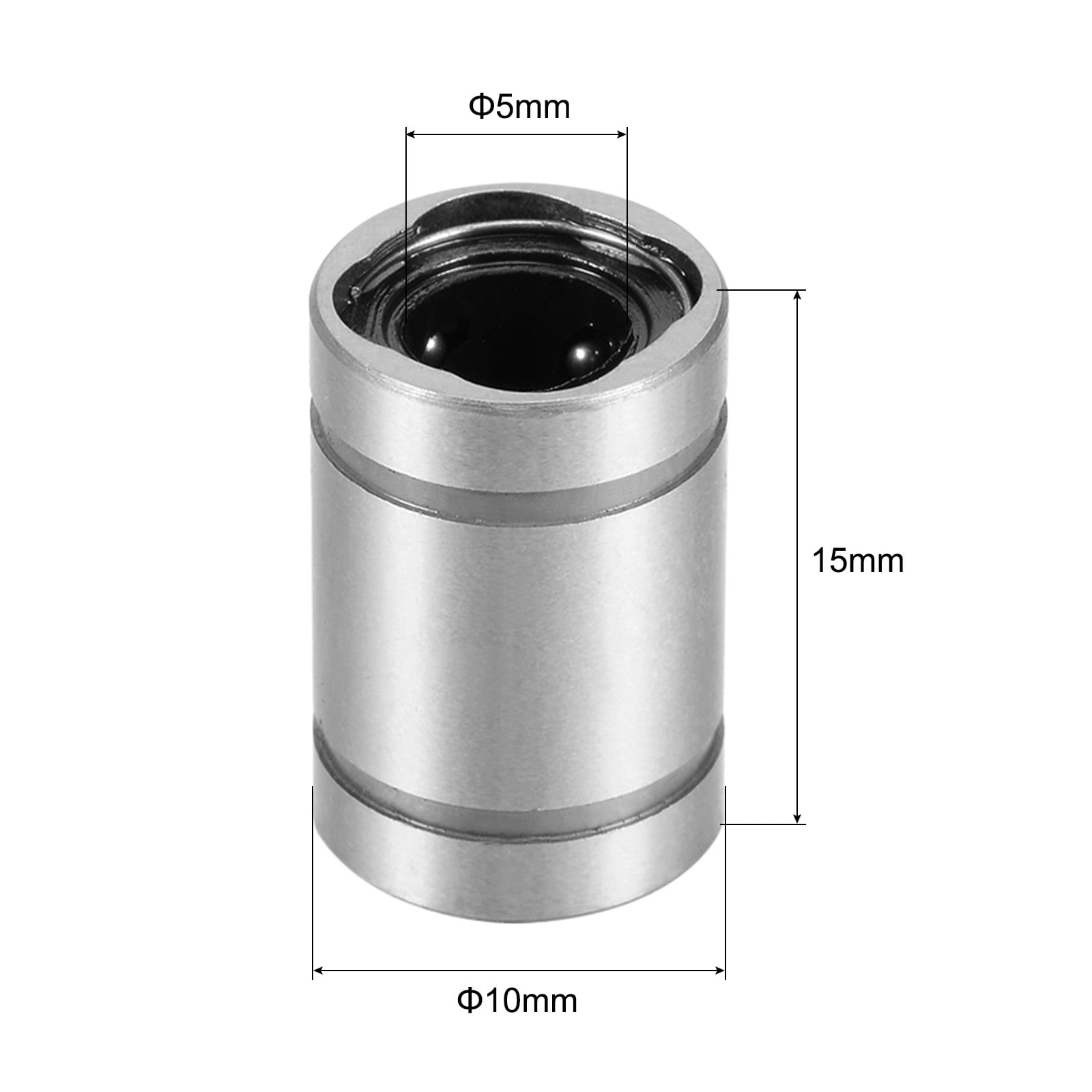 LM5UU Linear Ball Bearings, 5mm Bore 10mm OD 15mm Long Linear Bearing for CNC, 3D Printer, 12 Pack