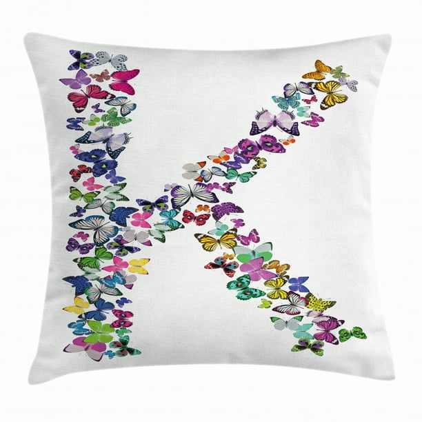 Letter K Throw Pillow Cushion Cover, Nature Inspired Typography Letters ...