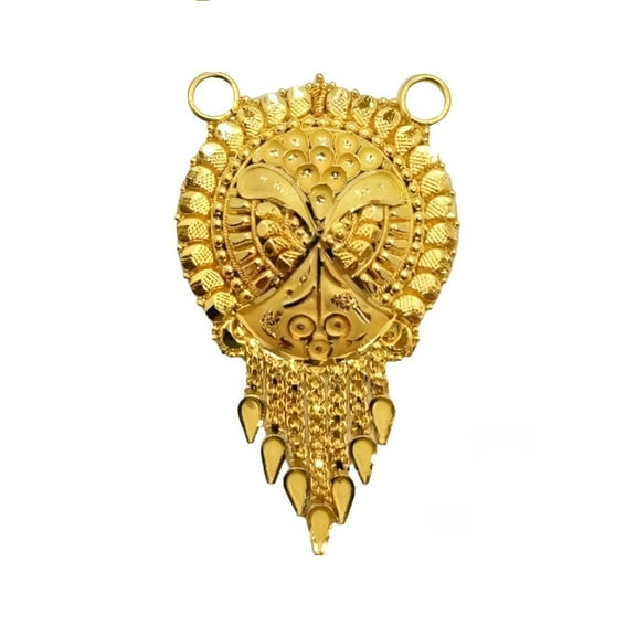 22K/18K Real Certified Fine Yellow Gold Abstract Mangalsutra Pendant
