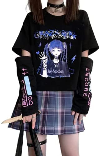 Women Gothic Anime T Shirt Graphic Bear Tshirt Short Sleeve Korean Pastel  Goth Kawaii Clothes Grunge Tops Tee Shirt Femme 2021 - AliExpress