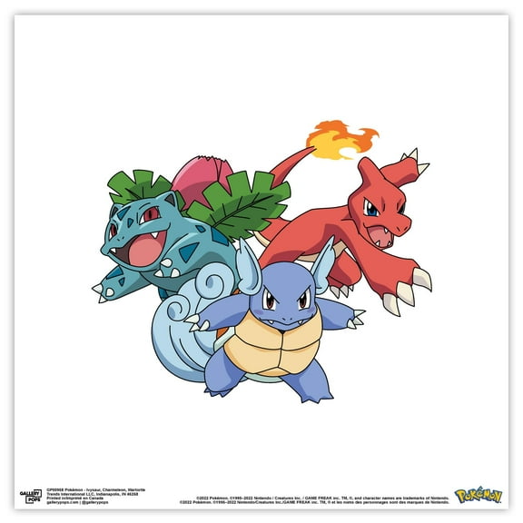 Gallery Pops Pokemon - Ivysaur, Charmeleon, Wartortle Wall Art, Unframed Version, 12" x 12"