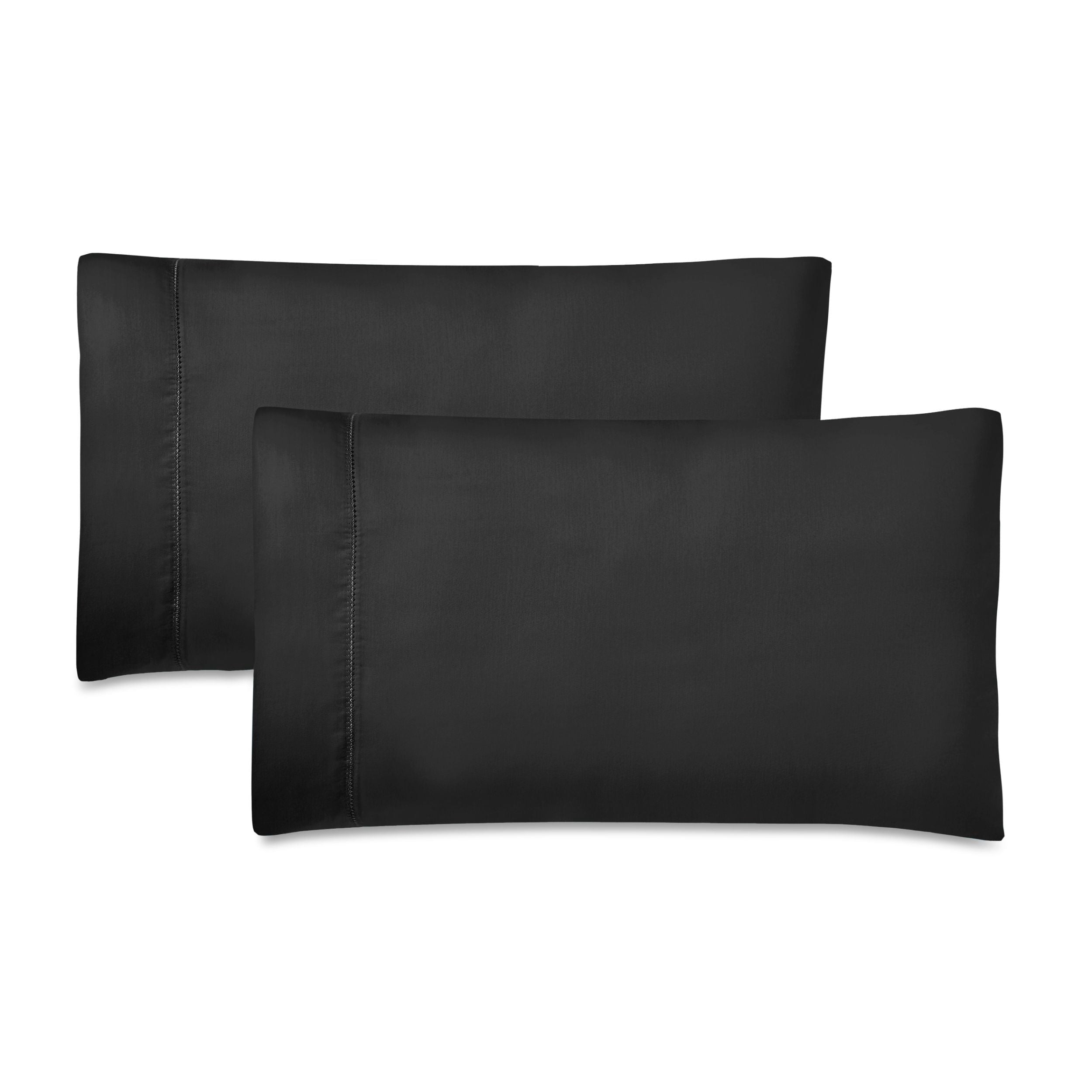Superior Cotton Blend 600 Thread Count Embroidered Pillowcases , Set of 2, King Size, Black