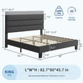 thumbnail image 5 of Full/Queen/King Platform Bed Frame with Adjustable Headboard – Dark Grey Upholstered, 5 of 6
