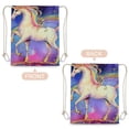 thumbnail image 7 of PIKWEEK  Watercolor Unicorn Drawstring Bags Backpack Bag Horse Cartoon Animal Fairy Tale Pink Purple Hair Hand Paint Sport Gym Sack Drawstring Bag String Bag Yoga Bag for Men Women 11.8*15.7 in, 7 of 7