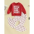 thumbnail image 2 of Suealasg Toddler Girl Valentine's Day Outfits Set Clothes 6M 1T 2T 3T Kids Girl Long Sleeve Letter Print Sweatshirt + Heart Print Pants Set 2Pcs Casual Spring Clothing for Baby Girl, 2 of 9