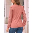 thumbnail image 4 of Long Sleeve Shirts for Women Dressy Casual Lace Tops 2025 Fall Outfits Business T-Shirts Work Blouses Clothes Pink S, 4 of 6