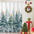 thumbnail image 5 of Small Stall Shower Curtain 36x72 Inch Narrow Half Size Green Christmas Tree Bath Curtains Bathroom Decor, Xmas Yellow Star Snowflake Forest Waterproof Fabric Shower Curtain Set with Hooks 36 Inch, 5 of 8