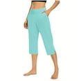 thumbnail image 2 of ABATAB Dress Crop Pants Women Work Business Casual Crop Trousers Side Split High Waisted Baggy Yoga Office Slacks Capri Pants, 2 of 7