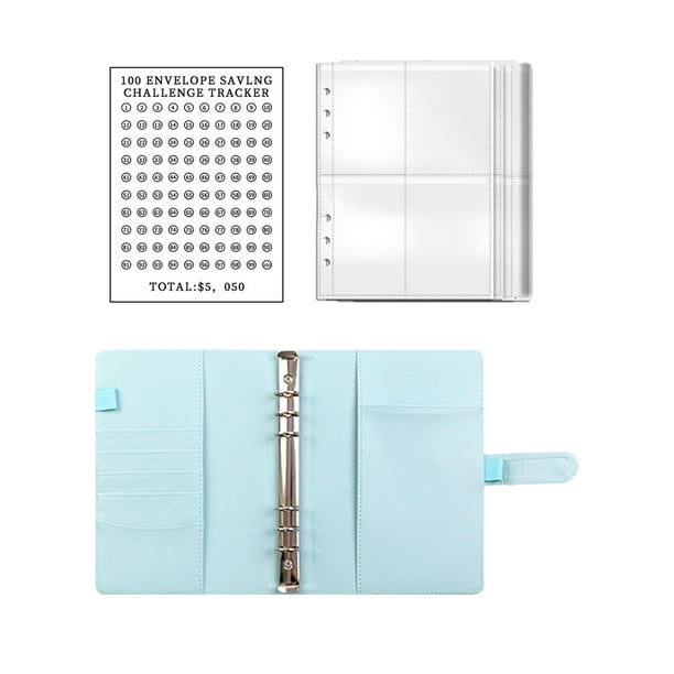 Carpeta de Desafíos de Sobres, Organizador de Dinero de Presupuesto Creativo Carpeta de Desafíos de Ahorro , Azul