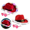 thumbnail image 2 of Fashion Christmas Cowboy Hats LED Santa Hat Western Cowgirl Cap Women Girl Cosplay New Year Party Decoration, 2 of 8