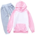 thumbnail image 4 of Kids Girls Tracksuit Clothes Set Long Sleeve Hoodie Sweatshirt Pants Two Piece Color Casual Outfit For Toddler Casual Pants Set 9-10 Years, 4 of 4