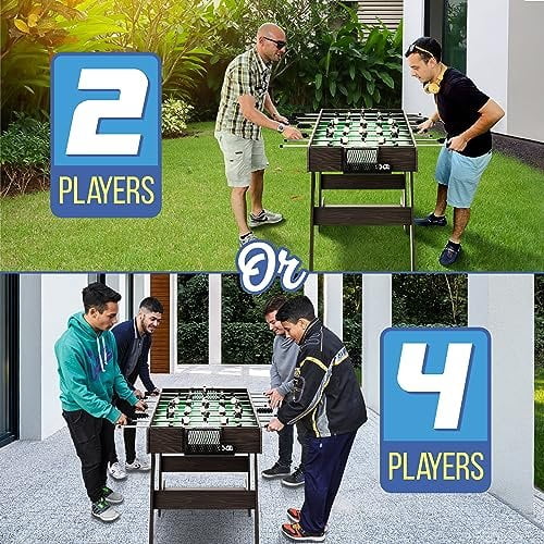 Folding Foosball Table, 4 x 2 Full Competition Size Foldable Space Saving Table Soccer for Home, Arcade Game Room, for Indoor or Outdoor, Family Game Night, Perfect for Kids and Adults