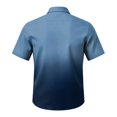 thumbnail image 4 of Mens Short Sleeve Button Down Shirt Gradient Print Casual Pocket Top Summer Beach Lightweight Breathable Loose Fit Tee for Vacation Travel Out Activities Comfortable Cool Dark Blue S, 4 of 6