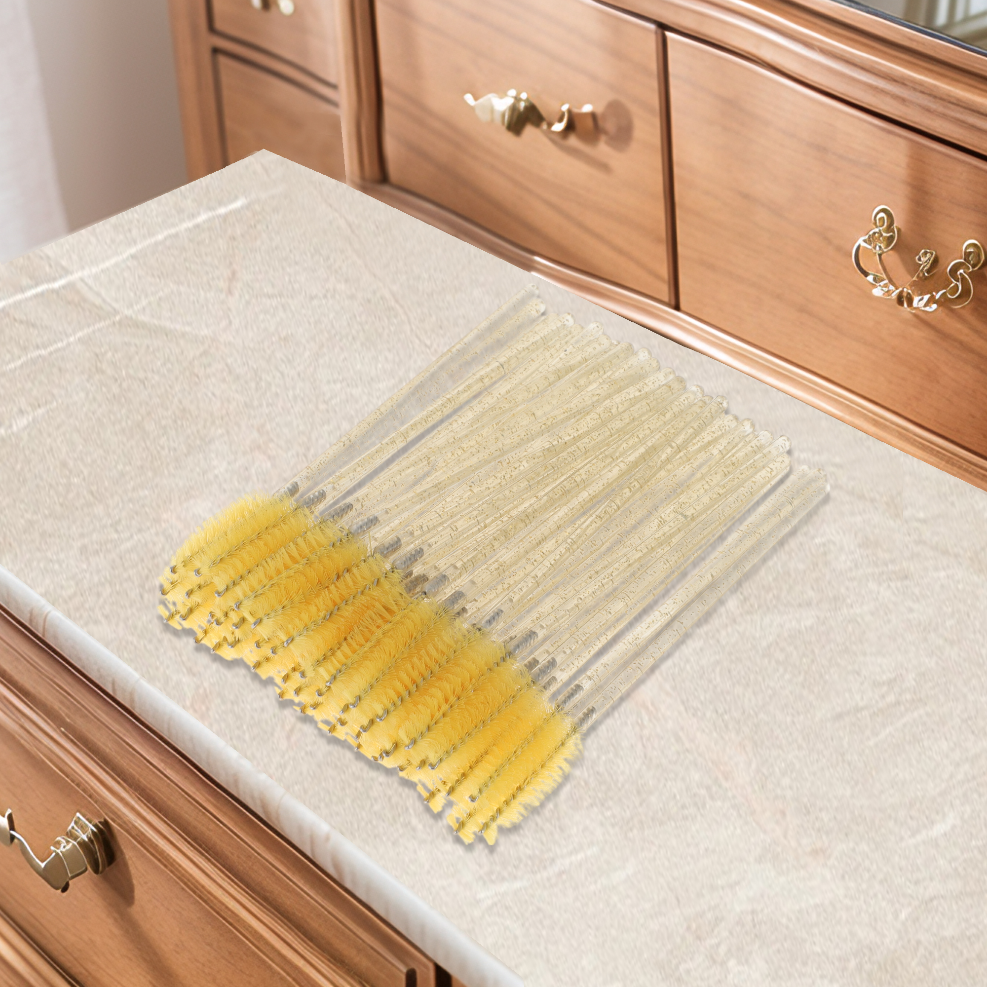 Unique Bargains Lightweight Eyebrow Brushes for Travel 50 Pcs Yellow