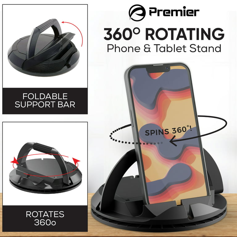 Premier Desktop Tablet and Mobile Phone Stand, Portable, Easy to Adjust,  Foldable, Black