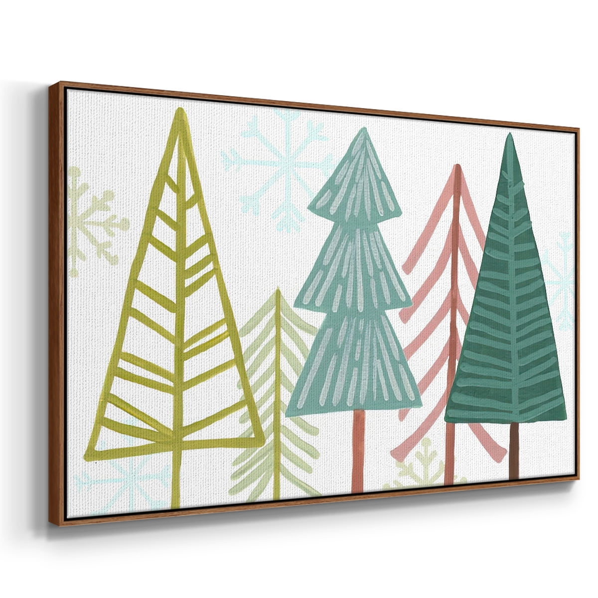 Modern Holiday Collection A - Framed Gallery Wrapped Holiday Canvas - 25 x 37 - Rosewood Frame