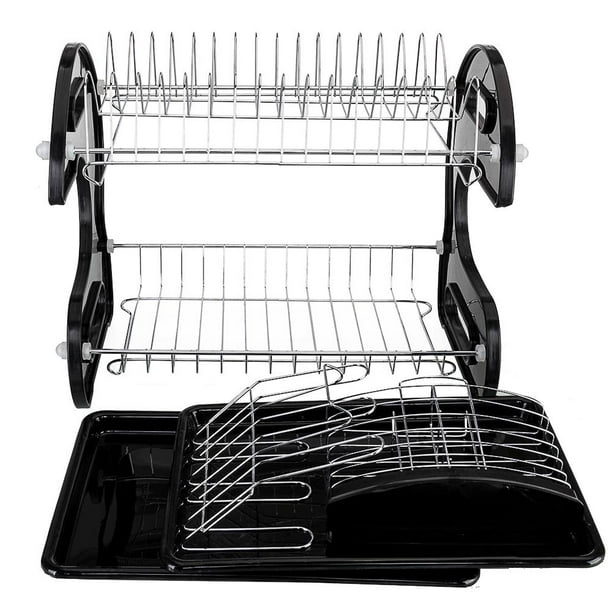 Ktaxon Kitchen Stainless Steel Dish Cup Drying Rack Holder 2-Tier Dish Rack  Sink Drainer 