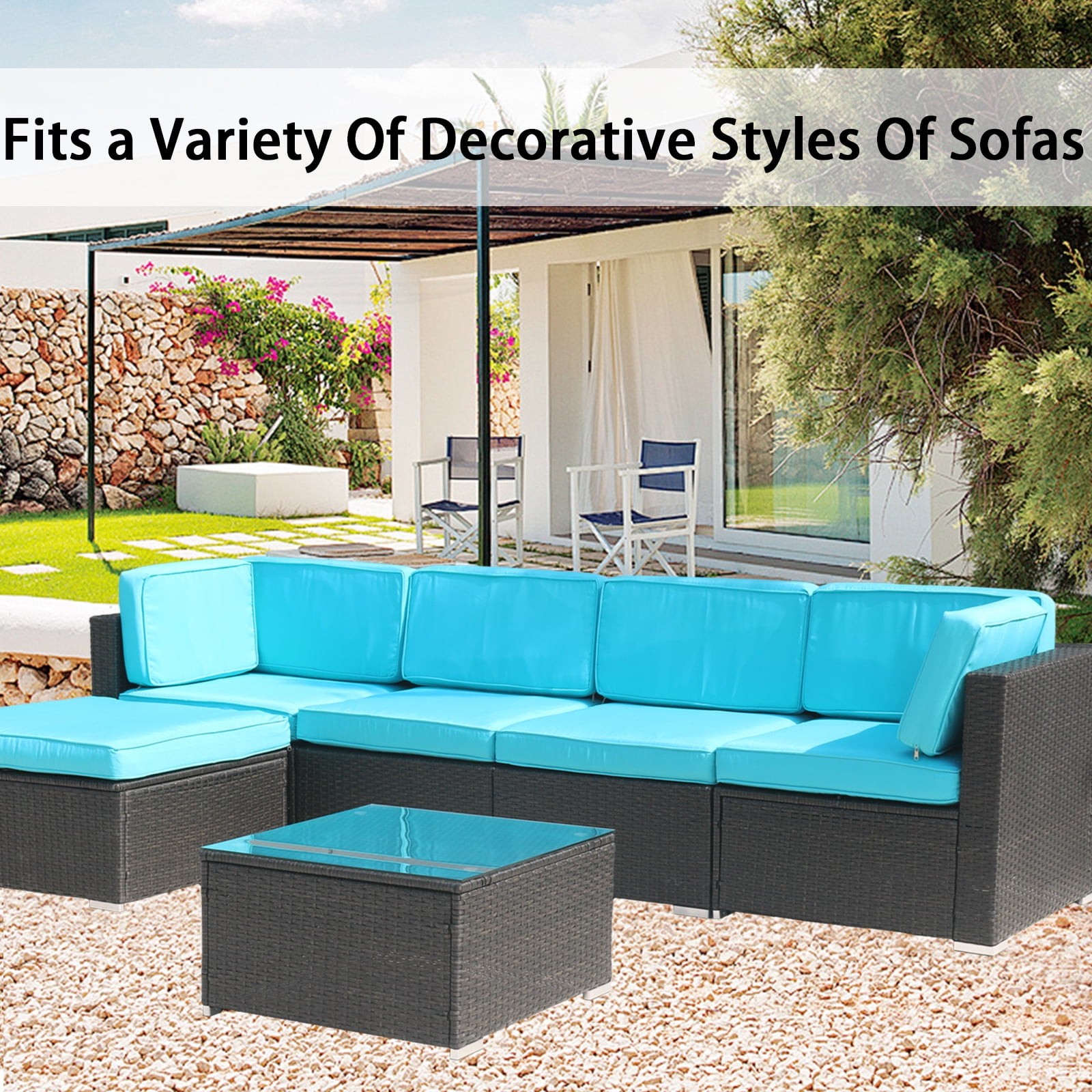 FKS LIFE Outdoor Cushions Covers Patio Sofa Washable Cushions Cover Furniture Cushion Slipcovers Sets (11 Pack)
