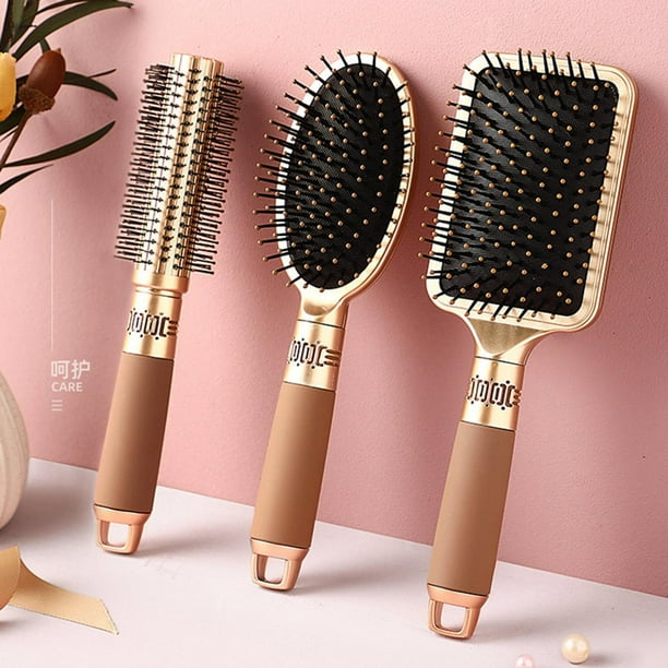 Juego de cepillos para el cabello profesional de lujo de 3 piezas con cerdas de punta de bola para mujeres, hombres, , niñas, corto, largo, Dorado Yinane cepillo de pelo