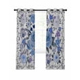 thumbnail image 7 of Boho Blue Flower Blackout Curtains for Bedroom, Spring Watercolor Country Floral Plant Thermal Insulated Kitchen Drapes with Grommets, Light Blocking Window Treatment, 2 Panels 52" x 45", 7 of 7