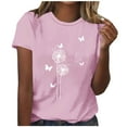 thumbnail image 2 of QUNYINEY Crew Neck Women Shirts Short Sleeve Dandelion Casual Pullover Tops Loose Spring Tops for Women, 2 of 4