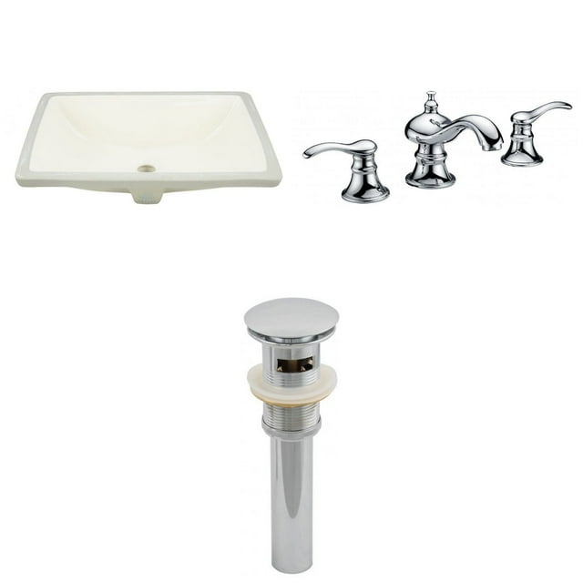 18.25-in. W CUPC Rectangle Bathroom Undermount Sink Set In Biscuit - Chrome Hardware - Overflow Drain Incl. AI-13083