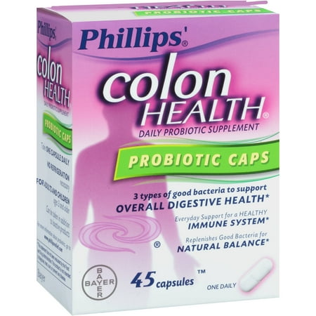Phillips' Colon Health Probiotic Caps Daily Probiotic Supplement Capsules, 45 count