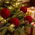 thumbnail image 5 of Velvet Wine Red Christmas Ball Ornament Extra Large Size 20cm for Tree and Holiday Decor, 5 of 6
