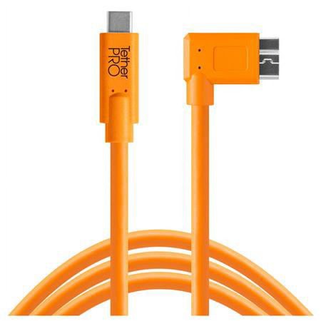 UPC: 0818307014497 | TetherPro USB-C to 3.0 Micro-B Right Angle Cable (High-Visibility Orange)