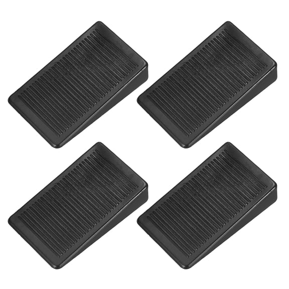 Uxcell 4 Pcs Rubber Door Stop, 0.4 Inch Height Door Stoppers Wedge Thin Anti-Slip Doorstop for Bottom on Floor Solid Non-Scratching Floor Protectors for Wooden Floor Home Office, Black