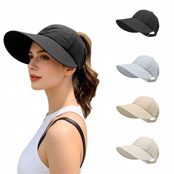 PureCasa Women's Sun Hat Wide Brim Uv Protection Outdoor Ponytail Hat Travel Casual Lightweight Beach Hats for Women
