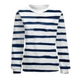 thumbnail image 5 of ShomPort Womens Fall Casual Sweatshirt Long Sleeve Cute Pullover Crewneck Striped Tunic Tops, 5 of 5