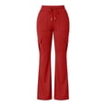 thumbnail image 6 of LEKWK Flare Leggings for Women High Waisted Drawstring Workout Cargo with Pockets Slim Fit Solid Bootcut Yoga Pants Athletic Gym Fitness Running Outfits, 6 of 7