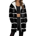 thumbnail image 3 of Casual Women's Long Sleeve Hooded Top Blouse Shacket Jacket Coat with Zipper Pocket Loose Fit Warm Fleece Lined Outerwear for Fall Winter | CSEONE,Black L, 3 of 9