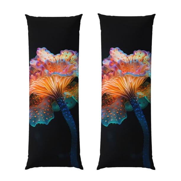 Balery Bioluminescent Underwater Flower Funda Protectora para Almohada Corporal de Algodón Hipoalergénico con Cierre(55 x 21 pulgadas), Almohadas No Incluidas