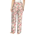 thumbnail image 3 of Uemuo Strawberry And Flowers Pattern Women's Wide Leg Palazzo Lounge Pants with Pockets Light Weight Loose Comfy Casual Pajama Pants-Small, 3 of 9
